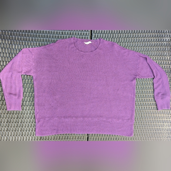 Large Purple Eileen Fisher Italian Yarn Long Sleeve Sweater W/Ribbed Hem & Cuffs - Picture 1 of 8